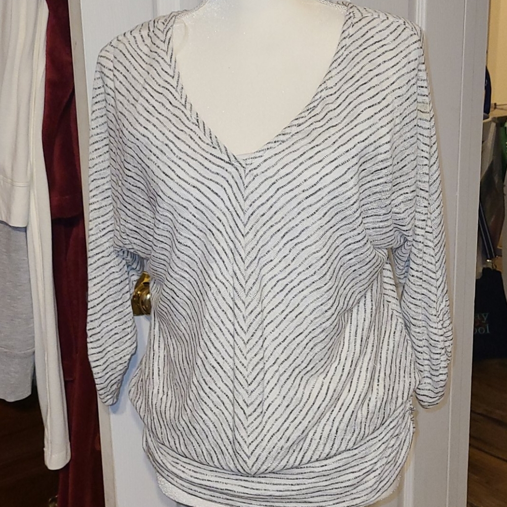 Apt 9 black and white striped shirt
